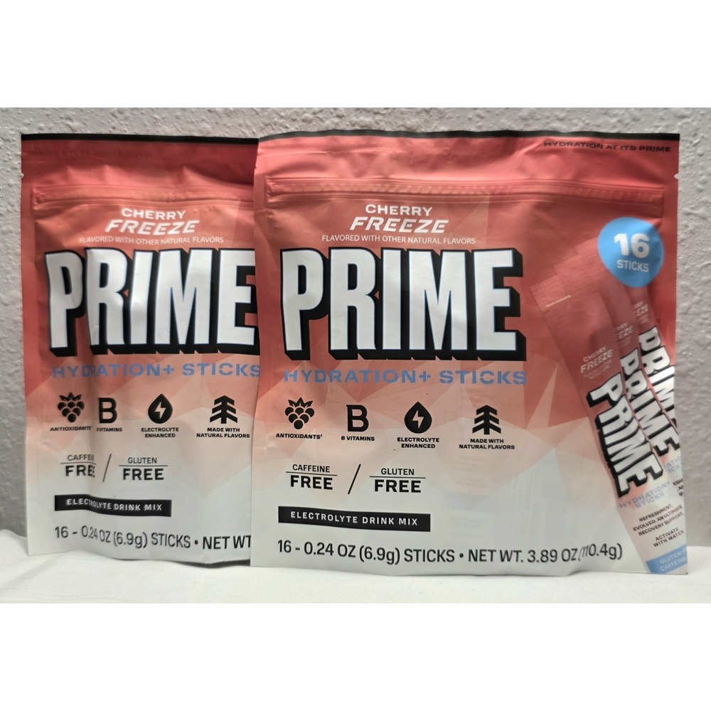 PRIME Cherry Freeze Hydration+ Sticks 16 Count X 2 ≈ 32 Sticks